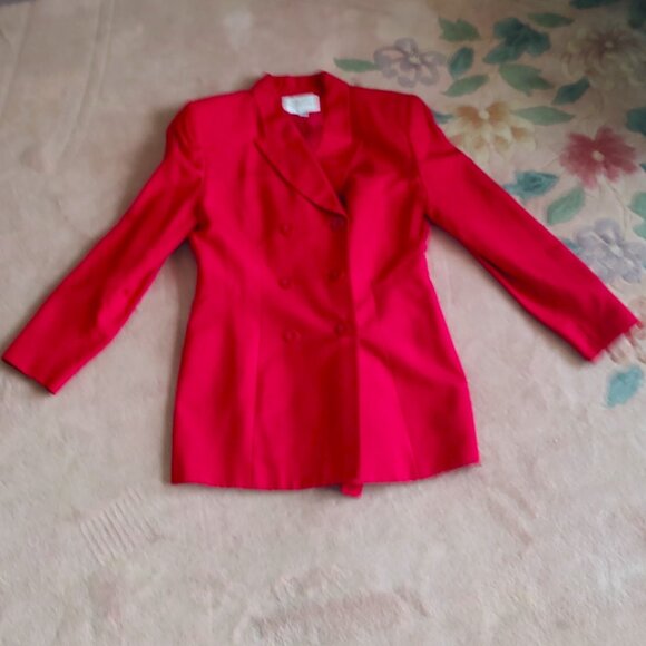 Vintage Red Valerie Stevens 100% Silk 2-Piece Skirt & Jacket Suit-Size 6 - Picture 7 of 11